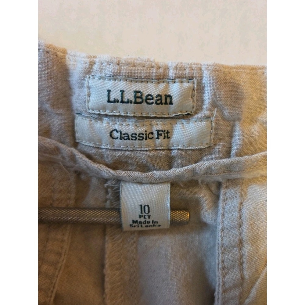 LL Bean Womens Khaki Linen Cropped Pants Size 10P Coastal Scandi Minimal Neutral - Picture 5 of 11